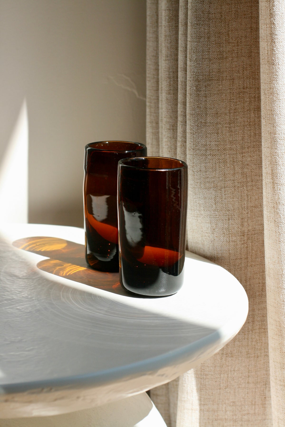 Amber Chunky Tall Glass