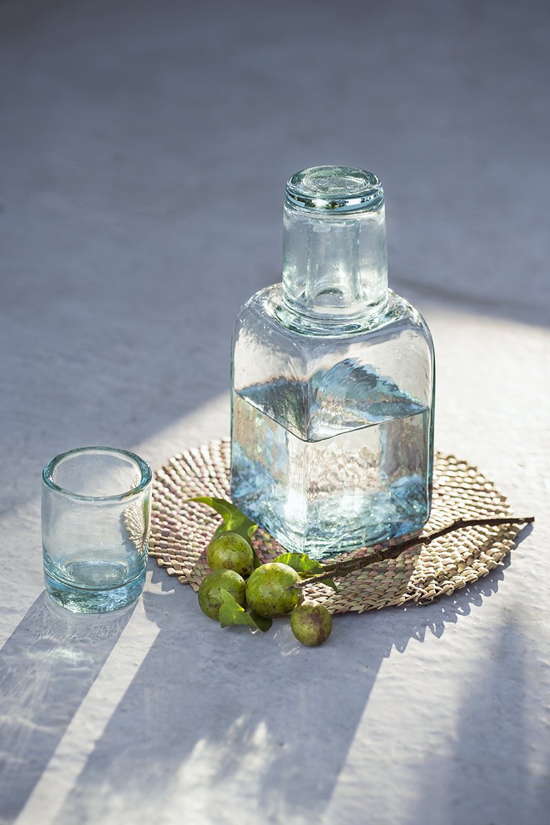 Glass Bedside Water Carafe Set