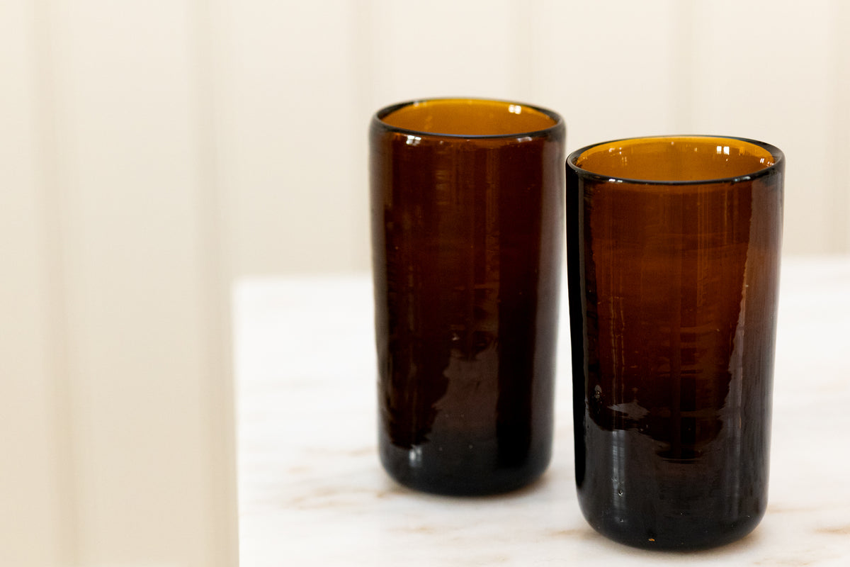 Amber Chunky Tall Glass
