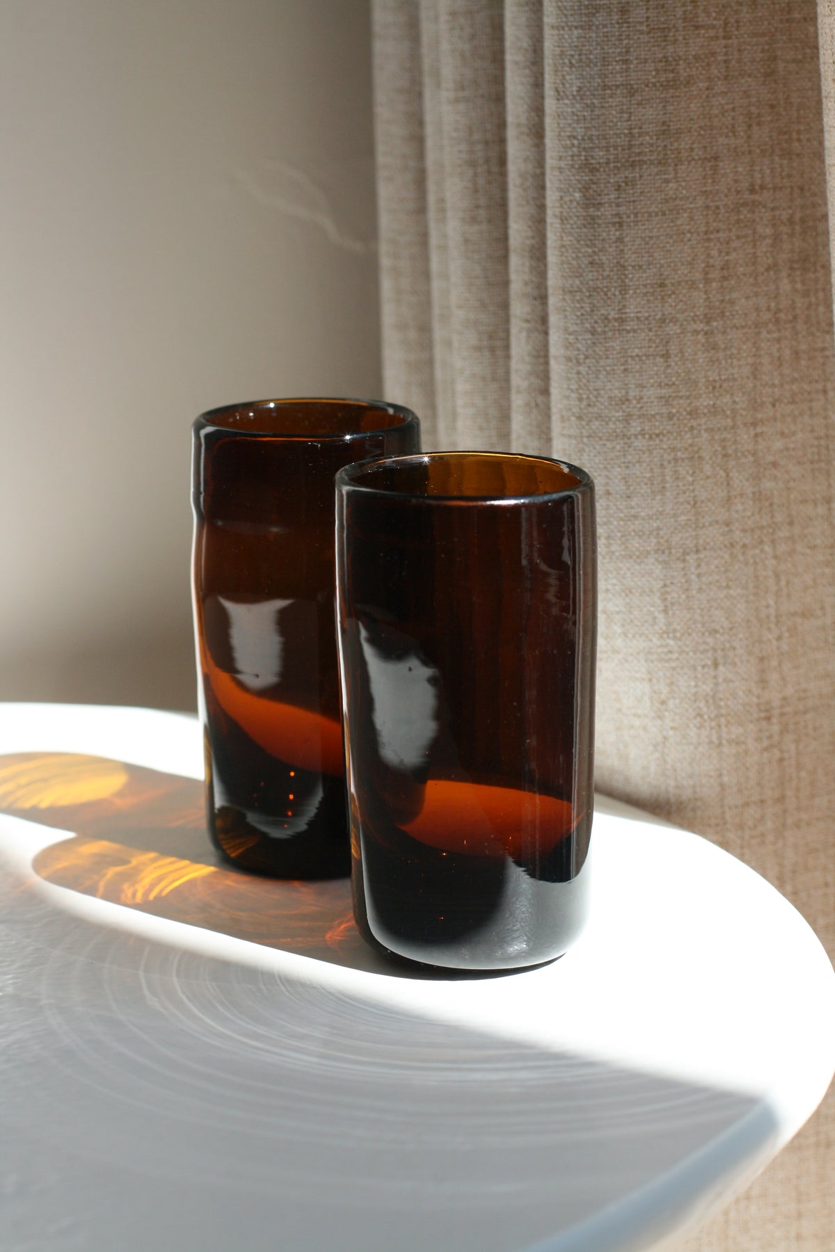 Amber Chunky Tall Glass