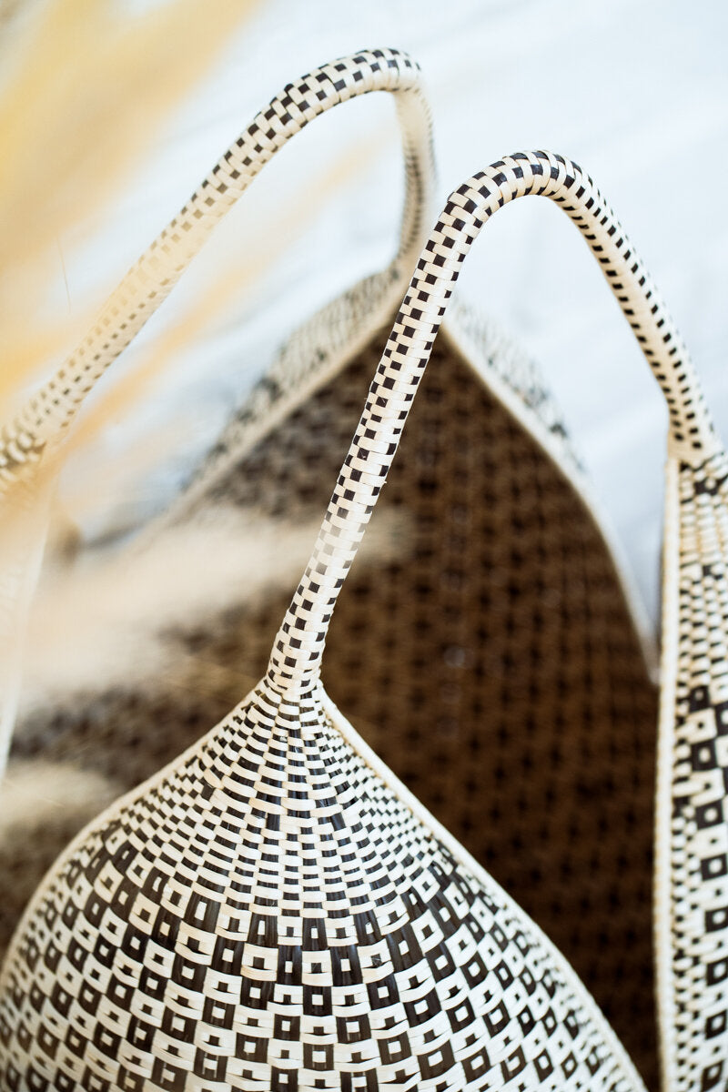 Large handwoven statement basket, cuatro tetas.