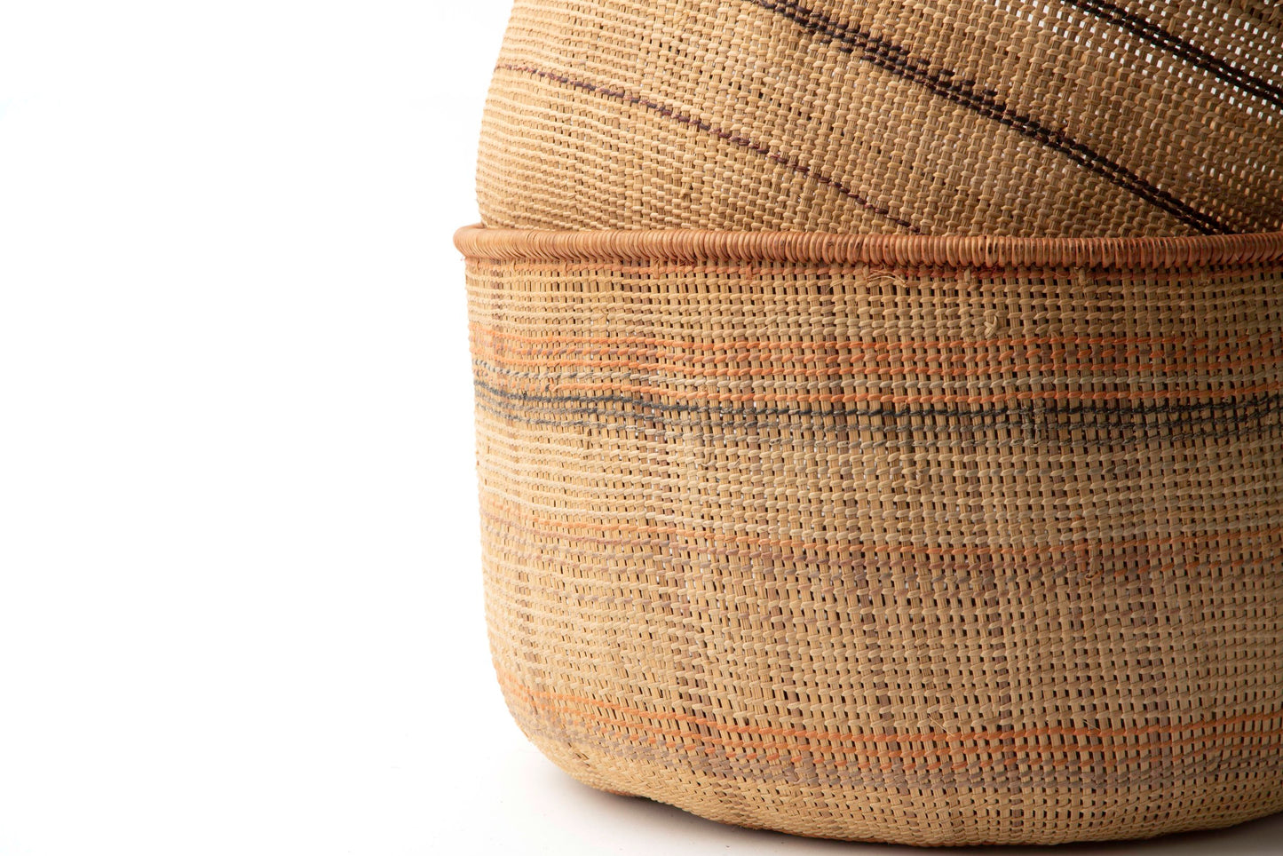 Handwoven stack of natural fiber baskets
